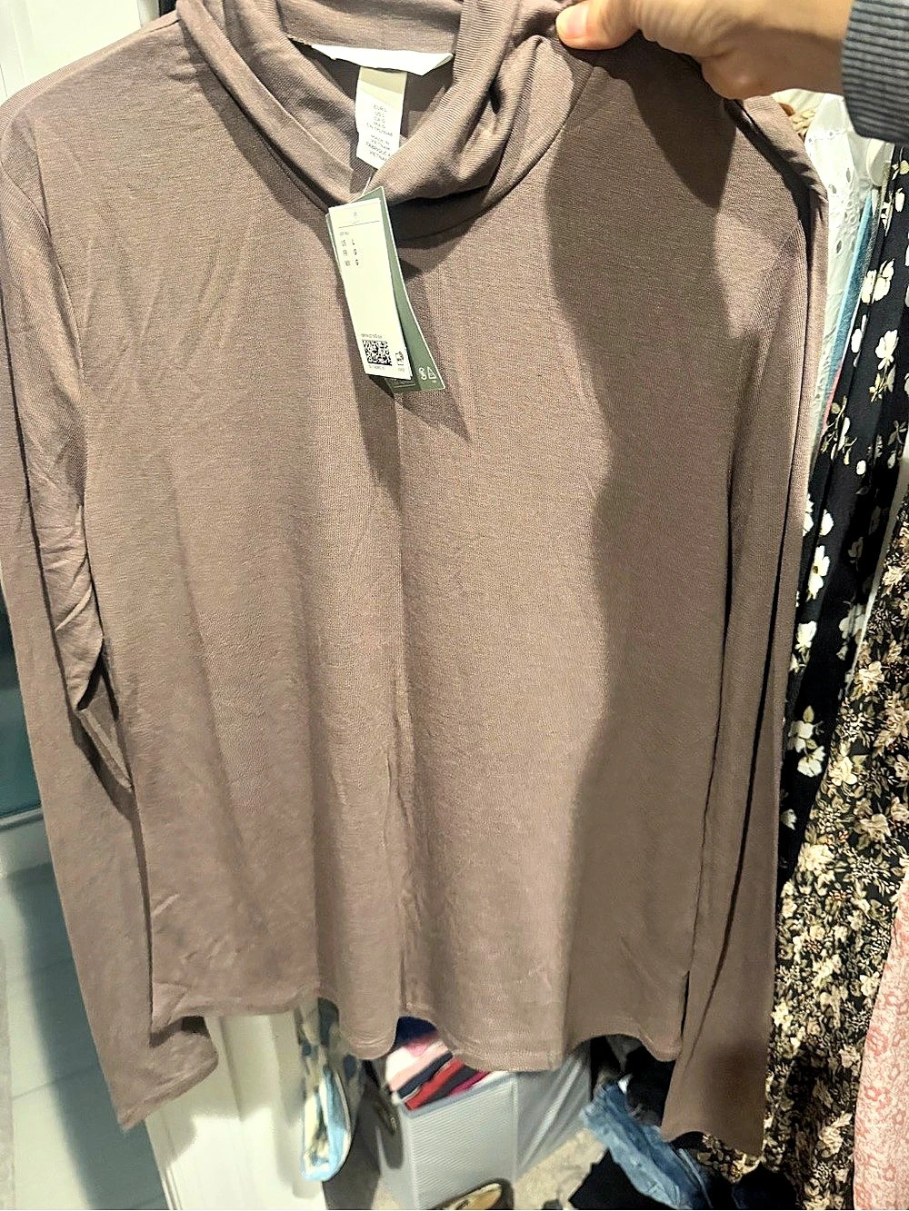 H&M Women's Large Cowl Neck Top in Brown Size Small NWT